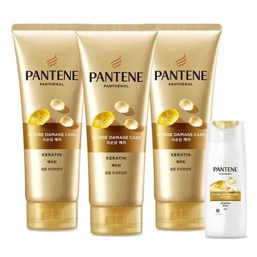 팬틴 케라틴 극손상케어 트리트먼트 220ml 3p + 샴푸 90ml 세트
