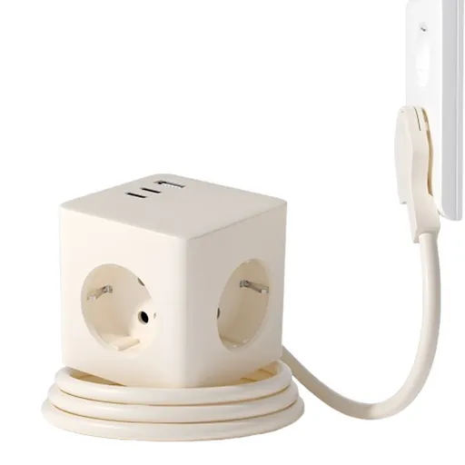 바우토 납작 큐브 고용량 멀티탭 콘센트 3구 usb 4000W