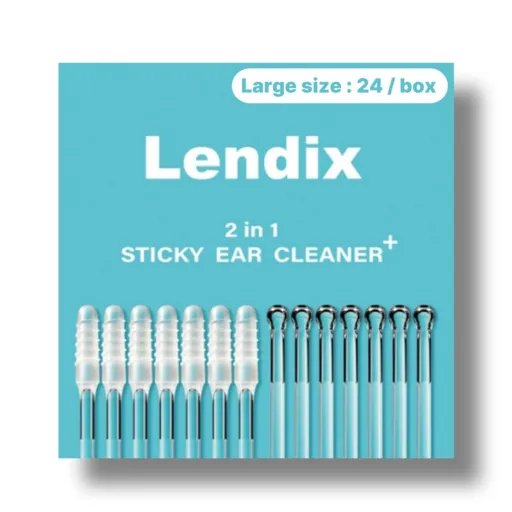 Lendix 친환경 점착식 끈끈이 귀이개 플러스 면봉 투인원, 1개, 24개입, Large