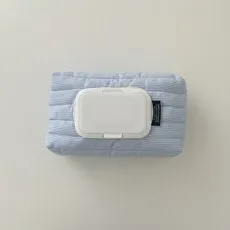 라이브모어 패브릭 스트라이프 물티슈 파우치 보관함, 블루, 1개