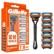 질레트 퓨전 5중 서스펜션 면도기 세트, 핸들 + 면도날 8p