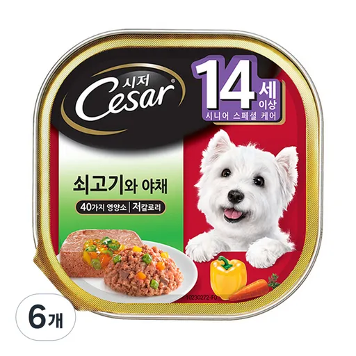 시저 시니어 강아지 캔 습식사료, 소+채소, 100g