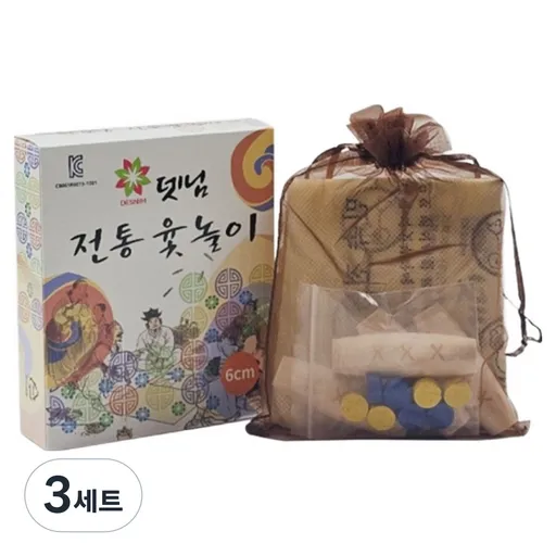 뎃님 미니 전통 민속 윷놀이 게임세트, 다다랜드 미니 전통 민속 윷놀이 게임세트, 3세트