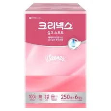 크리넥스 실크 소프트 플러스 미용티슈 2겹, 250매, 3개