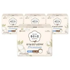 좋은느낌 유기농 순면 100% 프리미엄 맥시 슬림 생리대 날개형, 대형
