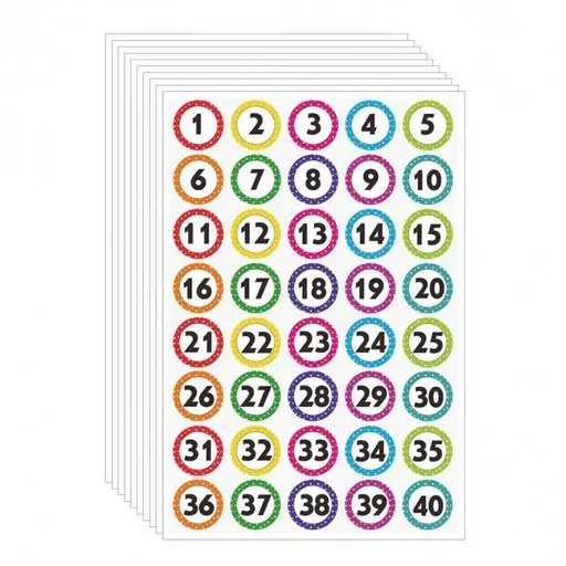 컬러 숫자 원형 넘버링 스티커 400pcs 10장, 1개, 혼합(S14056) 10장세트 400pcs
