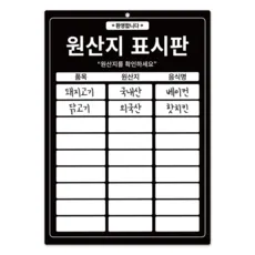 긱베어 원산지 표시판 업소용 A3 방수 지워지는 안내판, 1개, 04 심플 블랙