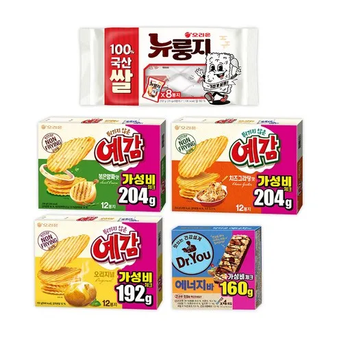 오리온 예감 12P 192g 3종 + 뉴룽지 8P + 에너지바 4P (총 5개 48P)