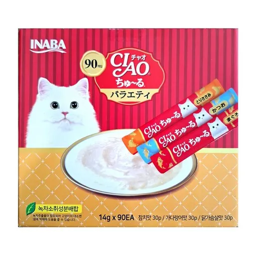 챠오 츄르 고양이 간식, 혼합맛(참치/가다랑어/닭가슴살), 14g