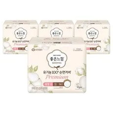 좋은느낌 유기농 순면커버 프리미엄 맥시슬림 생리대 날개형, 중형