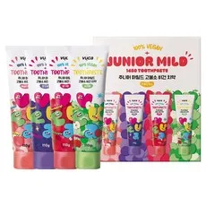 뷰카 주니어 마일드 고불소 비건치약 110g x 4종 세트 프루티 믹스