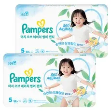 팸퍼스 2026 터치 오브 네이처 썸머 팬티형 기저귀 남여공용, 116매, 5단계
