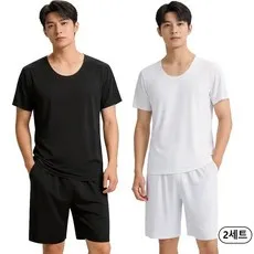 남성 여름 냉감 반팔 잠옷 남성용 빅사이즈 데일리 홈웨어 세트 2P