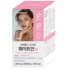 뉴트리바이옴 뉴바옴 L-시스틴 화이트인 정 비타민C 비타민B6 비오틴 영양제 엘시스테인, 1개, 60정, 60g
