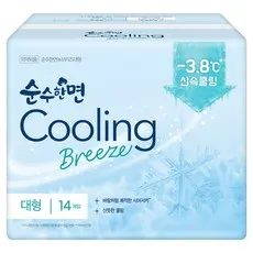 순수한면 쿨링브리즈 생리대, 1개, 16개입, 중형