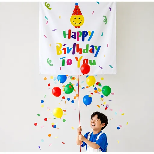 서프라이즈 현수막 풍선 생일 세트, 1개, 고깔스마일