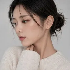 데일로엔 여성 써지컬 귀걸이 얇은 큐빅 라운드 기본 바벨 볼 피어싱 2p 세트