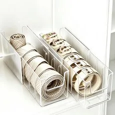 폴라도레 1+1 칸막이 벨트 정리함 길이조절 넥타이 수납 보관함, 1개, 투명