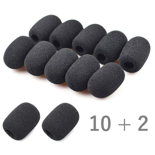 플레이뮤직 핀 마이크 헤드셋 마이크 스펀지 커버, 12개, 블랙, 30mm x 22mm