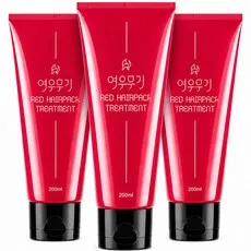 여우무기 레드 극손상 단백질 헤어트리트먼트 헤어팩 머릿결 복구 홈케어, 3개, 200ml