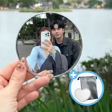 스냅뷰 여행용 셀카 미니 볼록거울, 1개, 실버