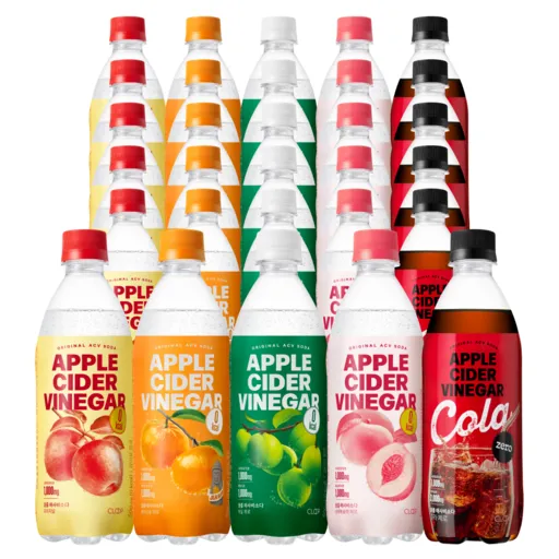클룹 애사비소다 오리지널 6p + 제주감귤 6p + 매실 6p + 신비복숭아 6p + 콜라 6p 세트, 1세트, 500ml
