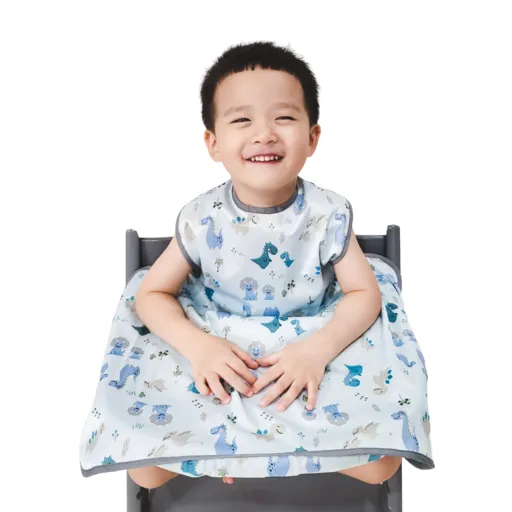 벨베이비 식탁일체형 방수 턱받이 나시 완전커버 라지, (리뉴얼)스카이블루 다이노
