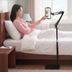 뷰씨 핸드폰 태블릿 거치대 높이조절 누워서 보는 침대 스탠드, 블랙
