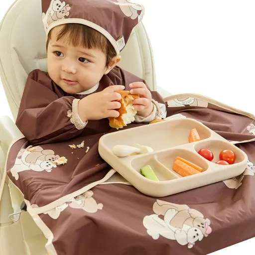아이주 식탁일체형 이유식 턱받이 긴팔오픈형