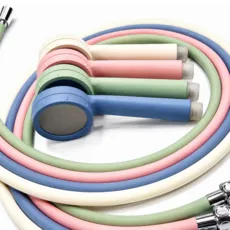 국산 PVC 물때방지 컬러 샤워 호스 + 샤워 헤드 세트, 코튼피치, 1.5m