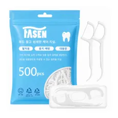 FASEN 치실 딥클린 일회용 치간 치실 치간칫솔 치실, 1개, 500개입, 8cm