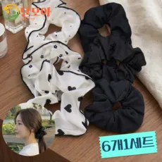 달모아 헤어 곱창밴드 6개 세트 (풍성한 볼륨 여성 머리끈 묶음 혼합 스크런치 헤어슈슈 예쁜 곱창끈)
