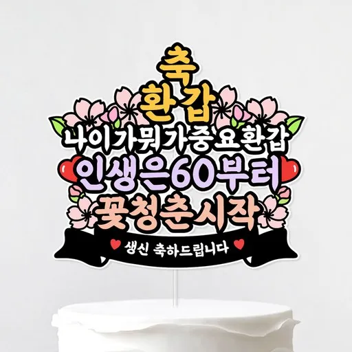 환갑 케이크 토퍼 부모님 생신 축하 60세 생일 잔치 이벤트 파티 장식 기념 소품
