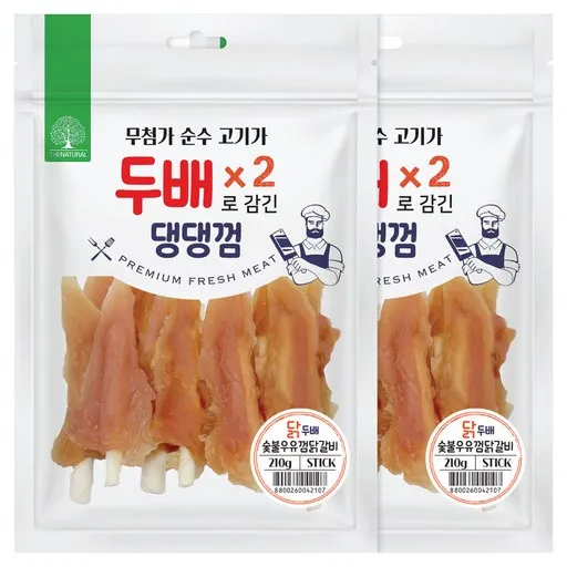 더내추럴 강아지 두배댕댕껌 두배고기많은 숯불 닭갈비 우유껌, 닭고기, 210g