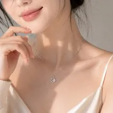 데일로엔 여성 데일리 심플 써지컬스틸 큐빅 서클 목걸이