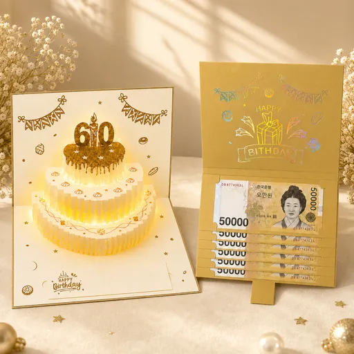생일 축하 멜로디 카드 LED 현금 용돈 봉투