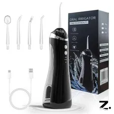 Zoovit 휴대용 구강 세정기 무선 치아 세정기, 블랙, A16