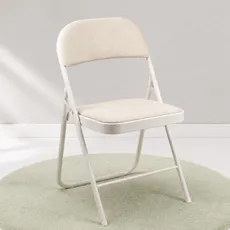 루바인 푹신한 패브릭 쿠션 접이식 인테리어 식탁 의자, 아이보리, 1개