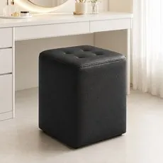 WHH 가죽 현관 의자 예쁜 침실 화장대 의자, 1개, 블랙