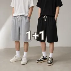 1+1 남자 반바지 여름용 트레이닝반바지 와이드 반바지 6부 시야오