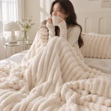 보들보들 인조 토끼털 담요 극세사 밍크 담요 무릅담요 차량 갬핑 소파 담요 블랭킷