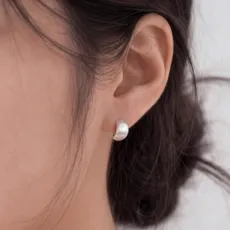유어라인 925 실버 은침 볼룸 하프 반달 무광 귀걸이