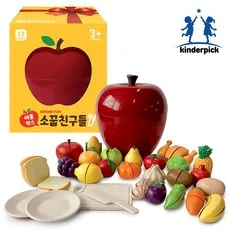 킨더픽 애플박스 과일자르기 주방 소꿉 역할놀이 옥수수전분소재 아기 장난감, 소꿉놀이, 1개
