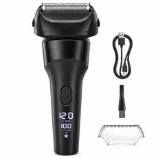 Vaure 왕복형 3중날 남자 전기 면도기 생활방수, 블랙