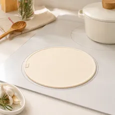 인덕션 보호매트 인덕션매트 내열 미끄럼방지 원형 실리콘 패드 25cm, 1개, 베이지