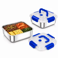스텐 밀폐용기 반찬통 세트 진공 밀폐용기, 1600ml, 2세트