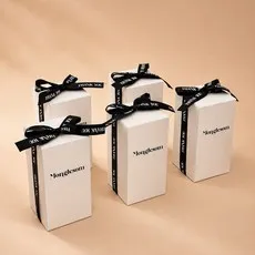 몽글솜 원통형 호두정과 답례품 5세트 감사스티커 포함 고급 리본 패키지, 5개, 화이트 리본 패키지