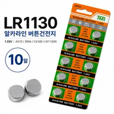 TMI LR1130 알카라인 코인건전지, 1개, 10개입