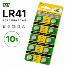 TMI 알카라인 AG3 LR41 코인건전지, 1개, 10개입