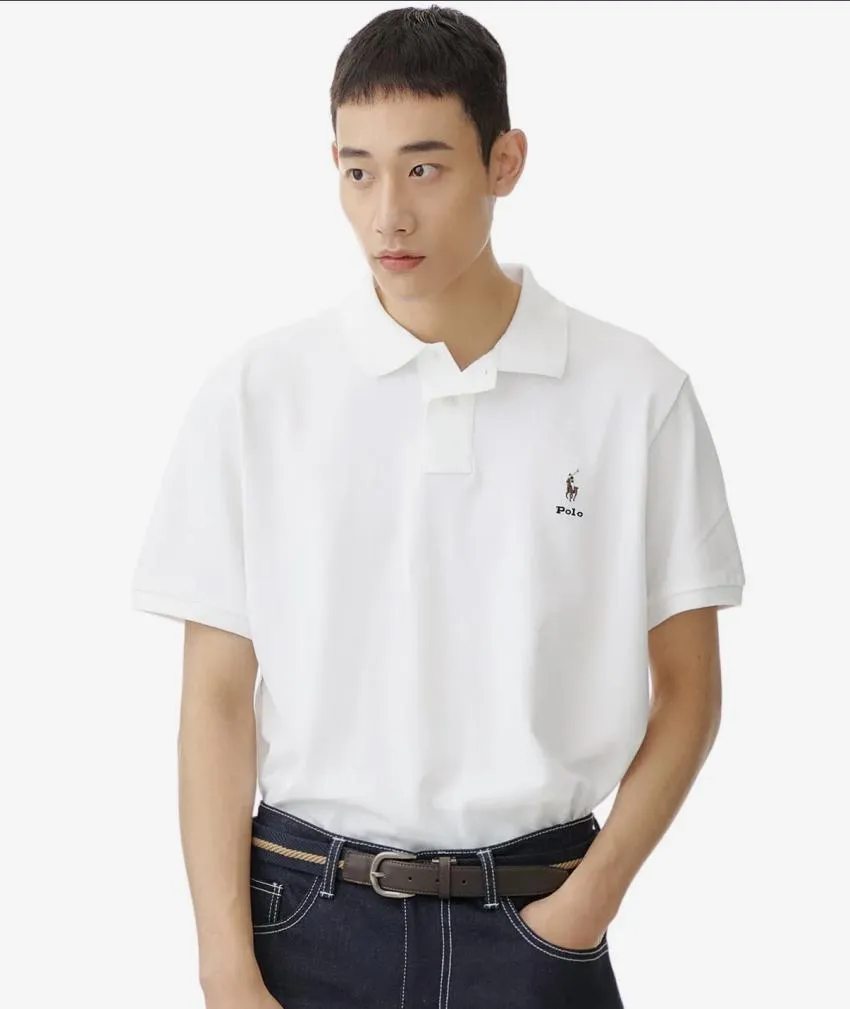 폴로랄프로렌 커스텀 슬림핏 숏 슬리브 폴로 셔츠 - 화이트